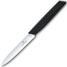 Нож кухонный Victorinox Swiss Modern Paring 10см с волн. с черн.ручкой 6.9003.10W, Цвет : Чёрный, Марка стали: Нержавеющая сталь, Материал рукояти: Полипропилен