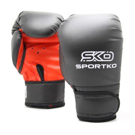 Боксерские перчатки Sportko 8oz черные ПД2 8 унц, Цвет: Чёрный, Вес: 8 унций