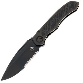 Кишеньковий ніж Microtech Anax Drop Point DLC CF PS (190C-2DLCTCFITI), Тип ріжучої кромки: Напівсерейтор