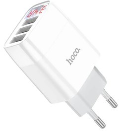 Зарядний пристрій Hoco Easy charge digital display charger C93A 3USB, 3.4A White (000008522)