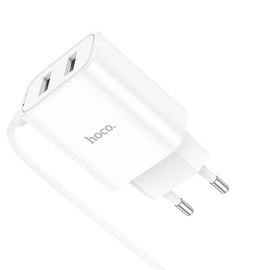 Зарядний пристрій  Hoco Lightning Cable Courser dual-port charger C103A 2USB, 2.1A White (000009075)