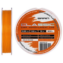 Ліска Brain Classic Carp Line 300m 0,25mm 6,6kg 15lb Solid orange (1858.80.97), Діаметр, мм : 0.25