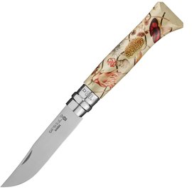 Ніж туристичний Opinel № 8 Limited Edition Nature by Rommy Gonzalez (002601), Колір: Beige/red, Покриття клинка: Satin