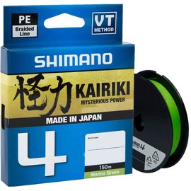 Шнур Shimano Kairiki 4 PE Mantis Green 150m 0.20mm 13.8kg (LDM54TE2020015G), Диаметр, мм: 0.20, Разрывная нагрузка, кг : 13.8