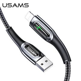 Кабель Usams Lightning Smart Power Off Cable Raydan Series US-SJ470 2m, 2.4A Black (000006379)