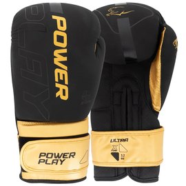 Боксерські рукавички PowerPlay 3024 Ultra Mat Чорно-золоті 10 ун (PP_3024_10oz_Bl/Gold), Колір: Чорний/Золотий, Вага: 10 унцій