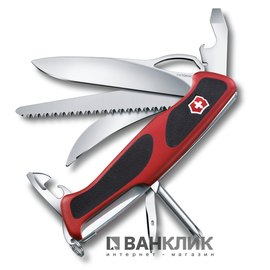 Нож Victorinox Delemont, RangerGrip 58 Hunter, 130 мм, красный/черный 0.9683.MC