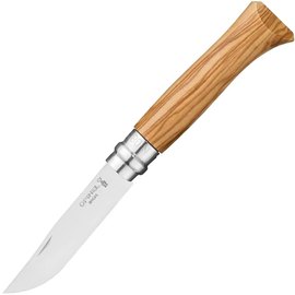 Ніж Opinel №8 Inox оливкове дерево (002020), Колір: Оливковий, Марка сталі: Sandvik 12C27, Матеріал рукояті: Оливкове дерево