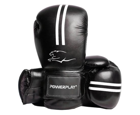 Боксерские перчатки PowerPlay 3016 Черно-белые 14 ун (PP_3016_14oz_Black/White), Вес: 14 унций