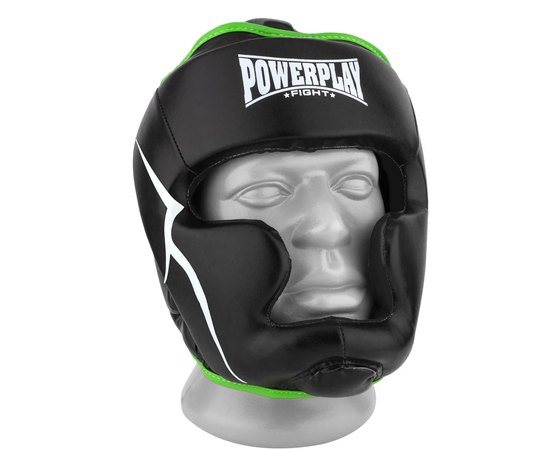 Боксерський шлем PowerPlay 3100 PU Черно-зеленый L (PP_3100_L_Black/Green), Размер: L