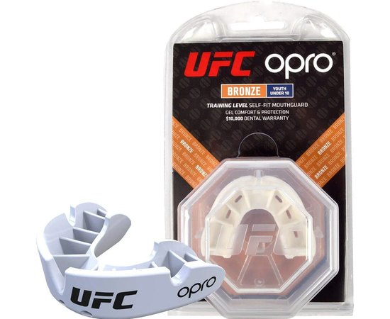 Капа для боксу OPRO Junior Bronze UFC Hologram White (art.002264002)