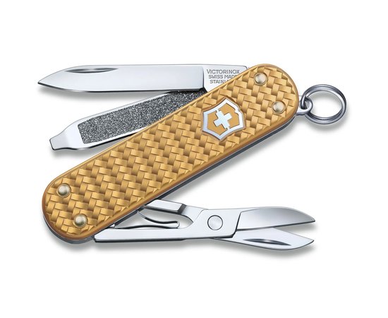 Нож Victorinox Classic SD Precious Alox Brass Gold 0.6221.408G, Цвет : Gold , Марка стали: Нержавеющая сталь, Материал рукояти: Алюминий