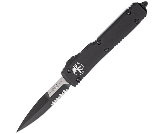 Ніж Microtech Ultratech Bayonet Black Blade Tactical, напівсерейтор 120-2T, Колір: Чорний, Матеріал рукояті: Алюміній