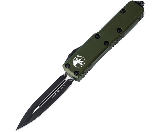 Нож Microtech UTX-85 Double Edge Black Blade 232-1OD, Цвет : Зелёный, Марка стали: CTS 204P , Материал рукояти: Алюминий