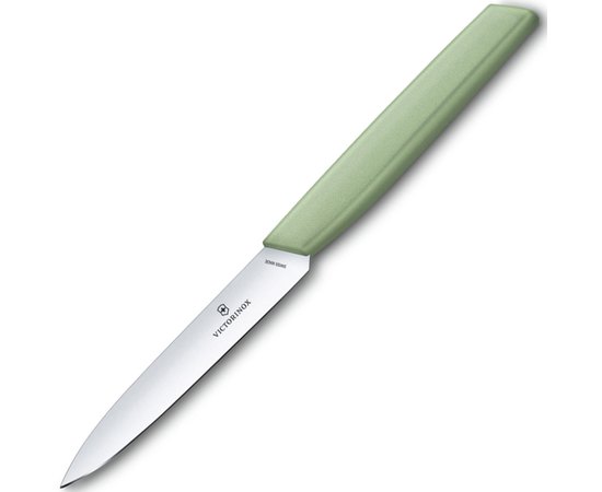 Нож кухонный Victorinox Swiss Modern Paring 10см с зел.ручкой 6.9006.1042, Цвет : Зелёный, Марка стали: Нержавеющая сталь, Материал рукояти: Полипропилен