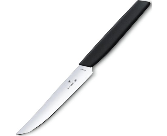 Нож кухонный Victorinox Swiss Modern Steak 12см с черн. ручкой 6.9003.12, Цвет : Чёрный, Марка стали: Нержавеющая сталь, Материал рукояти: Полипропилен