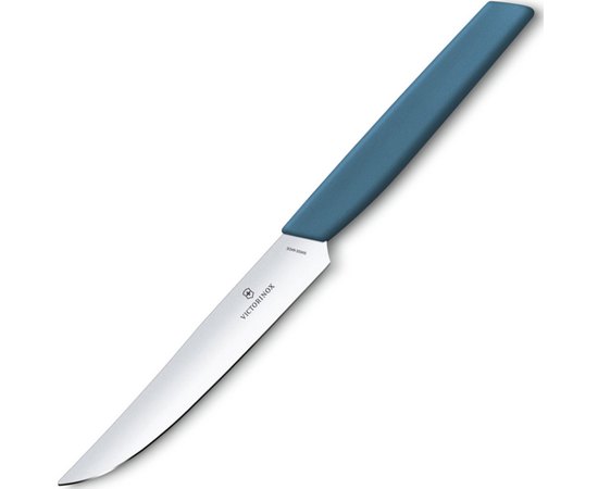 Нож кухонный Victorinox Swiss Modern Steak 12см с син. ручкой 6.9006.122, Цвет : Синий, Марка стали: Нержавеющая сталь, Материал рукояти: Полипропилен