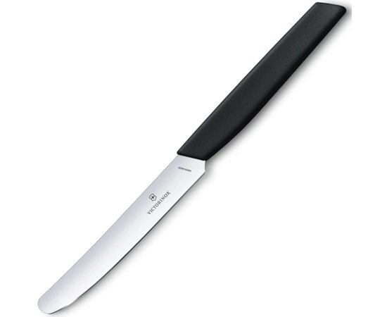 Ніж кухонний Victorinox Swiss Modern Table 11см закругл. ручкою 6.9003.11, Колір: Чорний, Марка сталі: Нержавіюча сталь, Матеріал рукояті: Поліпропілен