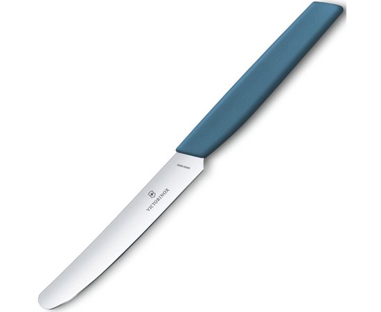 Нож кухонный Victorinox Swiss Modern Table 11см закругл.нос с син. ручкой 6.9006.112, Цвет : Синий, Марка стали: Нержавеющая сталь, Материал рукояти: Полипропилен