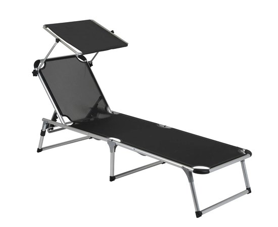 Кровать раскладная Bo-Camp Sun Lounger With Sunscreen 5 Positions Black (1304460) DAS301465