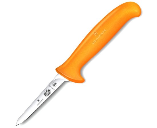 Ніж кухонний Victorinox Fibrox Poultry 8см вузький з оранж. ручкою Small 5.5909.08S, Колір: Помаранчевий, Марка сталі: Нержавіюча сталь, Матеріал рукояті: Пластик