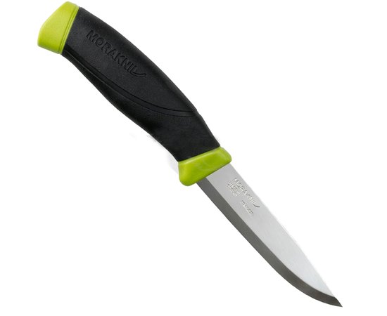 Нож туристический Morakniv Comapnion S Olive Green (14068), Цвет : Чёрный/Зелёный, Марка стали: Sandvik 12C27, Материал рукояти: Прорезиненный пластик