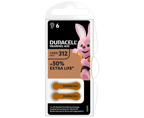 Батарейка Duracell HA 312 PR41 6 шт (6453349)