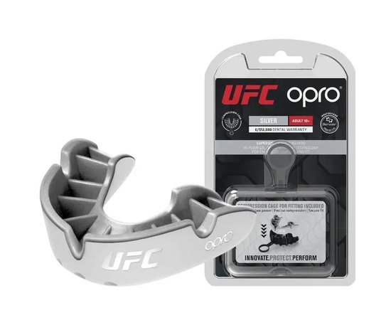 Капа для бокса OPRO Silver (возраст 11+) White/Silver (ufc.102514003)