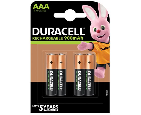 Аккумуляторная батарейка Duracell AAA 900 mAh 1x4 шт (6486619)