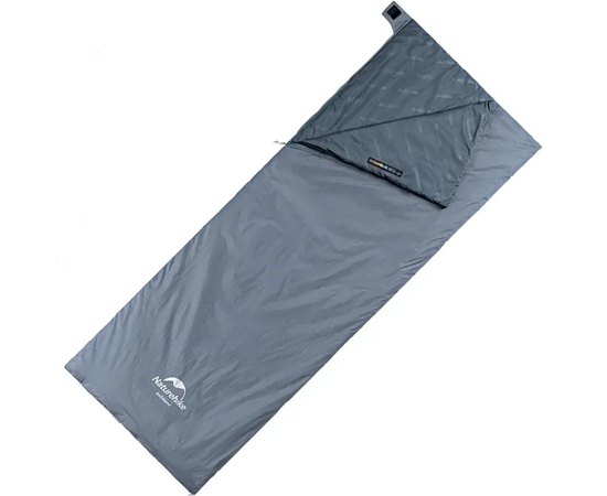 Спальный мешок Naturehike Ultralight LW180 NH21MSD09 L серо-синий (6927595777978), Сторона застежки: Левая, Полная длина, см: 195 см