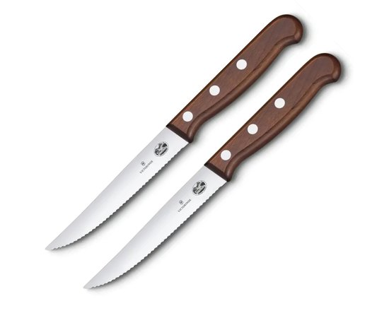 Набір кухонний Victorinox Wood Steak Set 2 ножі 12см хвиль. з дерев. ручкою 5.1230.12G