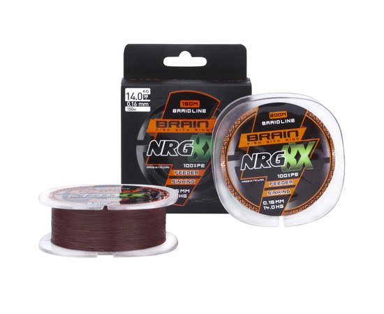 Шнур Brain NRG 8X sinking 200m 0.08mm 7.2kg brown (1858.20.87), Диаметр, мм: 0.08, Разрывная нагрузка, кг : 7.2