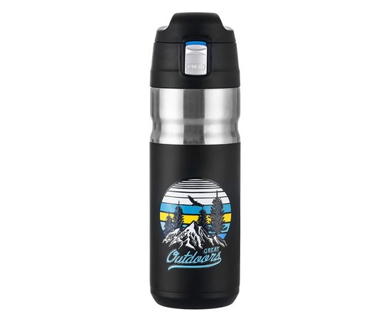 Термокружка Naturehike Vacuum Bottle 0,5 L NH19SJ009 Black/Blue (6927595740460), Колір: Чорний