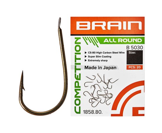 Крючок Brain All Round B5030 #14 20 шт/уп bronze (1858.80.40), Номер крючка, № : 14