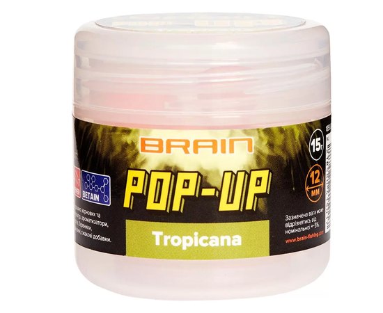 Бойлы Brain Pop-Up F1 Tropicana манго 12mm 15g (1858.04.15), Диаметр, мм : 12