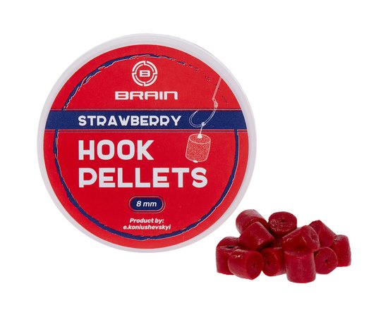 Пелетс Brain Hook Pellets Strawberry полуниця 12mm 70g (1858.53.80), Діаметр, мм : 12