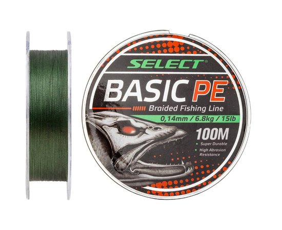 Шнур Select Basic PE 100m 0.06mm 6lb/3kg темно-зелений (1870.27.58), Діаметр, мм : 0.06, Розривне навантаження, кг : 3