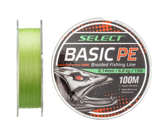 Шнур Select Basic PE 100m 0.14mm 15lb/6.8kg салатовый (1870.27.49), Диаметр, мм: 0.14, Разрывная нагрузка, кг : 6.8