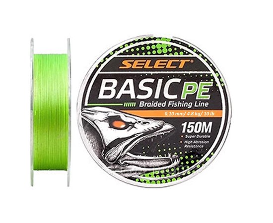 Шнур Select Basic PE 150m 0.10mm 10lb/4.8kg салатовый (1870.18.12), Диаметр, мм: 0.10, Разрывная нагрузка, кг : 4.8