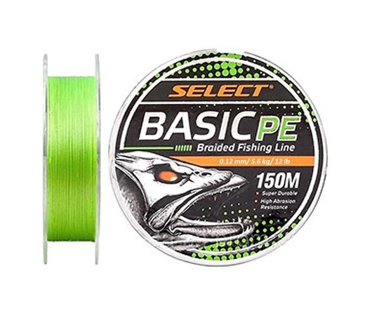 Шнур Select Basic PE 150m 0.12mm 12lb/5.6kg салатовый (1870.18.13), Диаметр, мм: 0.12, Разрывная нагрузка, кг : 5.6