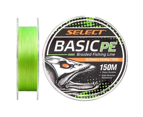 Шнур Select Basic PE 150m 0.22mm 30lb/13.6kg салатовый (1870.18.69), Диаметр, мм: 0.22, Разрывная нагрузка, кг : 13.6