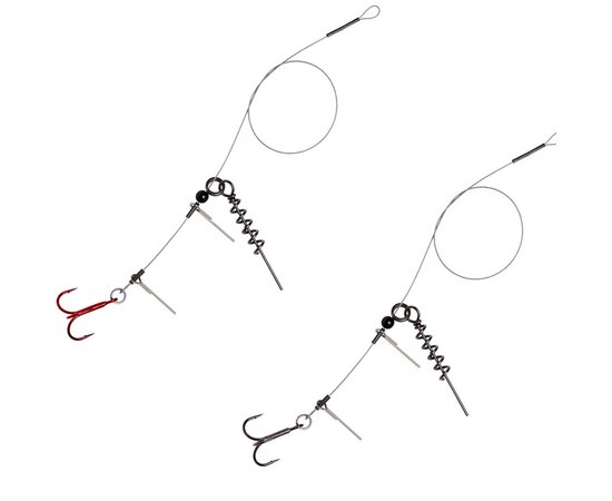 Оснащення Savage Gear Linethru Corkscrew Rig #1 40cm 22kg (2 шт/уп) 72241, Розривне навантаження, кг: 22 кг,  Загальна довжина: 400 мм