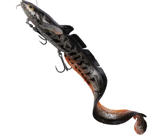 Силікон Savage Gear 3D Line Thru Burbot FS 360mm 216.0g Black Silver Orange (поштучно) 72393, Колір: Black Silver Orange