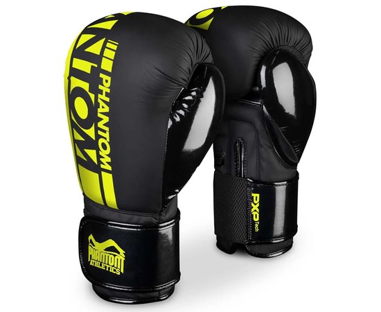 Боксерські рукавички Phantom APEX Elastic Neon Black/Yellow 12 унцій (PHBG2300-12), Колір: Чорний/Жовтий, Вага: 12 унцій