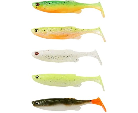 Силикон Savage Gear Fat Minnow T-Tail 75mm 5.0g Darkwater Mix (5 шт/уп) 77006, Цвет : Dark Water Mix