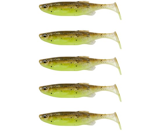 Силикон Savage Gear Fat Minnow T-Tail 75mm 5.0g Green Pearl Yellow (5 шт/уп) 76983, Цвет : Green Pearl Yellow