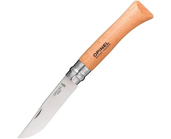 Ніж туристичний Opinel №10 Inox (123100), Марка сталі: Sandvik 12C27, Матеріал рукояті: бук