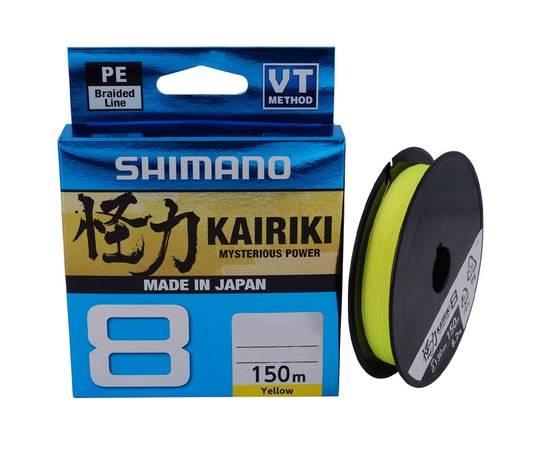 Шнур Shimano Kairiki 8 PE Yellow 150m 0.06mm 5.3kg (59WPLA58R30), Діаметр, мм : 0.06, Розривне навантаження, кг : 5.3