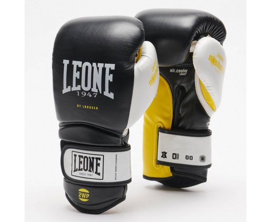 Рукавички боксерські Leone Tecnico Black Yellow 10 ун. (3324_500184), Колір: Чорний/Жовтий, Вага: 10 унцій