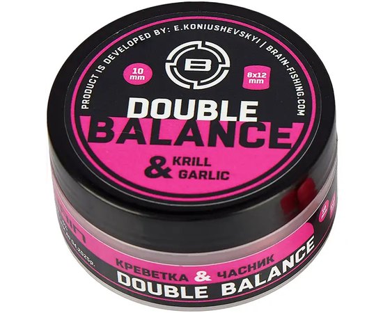 Бойли Brain Double Balance Krill & Garlic часник+креветка 10+8х12mm (1858.21.77), Діаметр, мм : 10+8х12